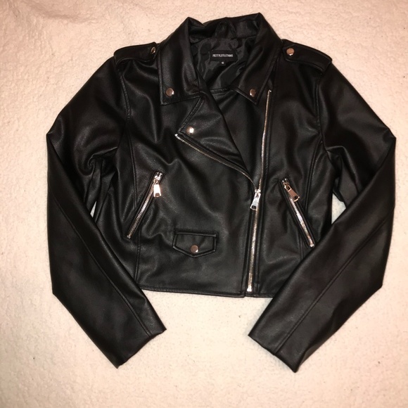 PrettyLittleThing Jackets & Blazers - NWOT black biker jacket with zippers